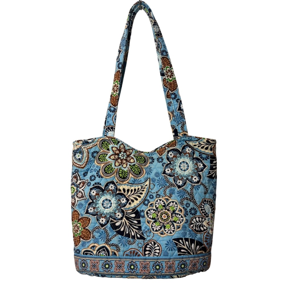 Vera Bradley Quilted Tote Bag Bali Blue Retired Pattern - Picture 3 of 7